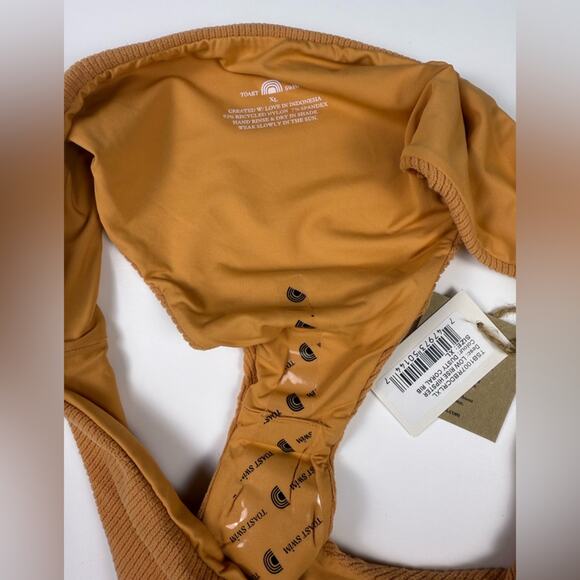 NWT Free People x Toast Bikini Set Scoop Top Low Rise Bottoms Dusty Coral Rib XL - Picture 8 of 10
